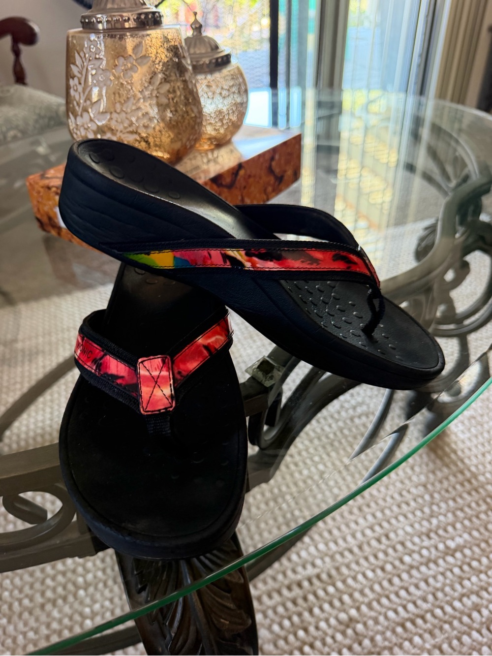 Vionic Pacific High Tide Sandal Women 10 Black Multi Flip Flop Platform Orthotic